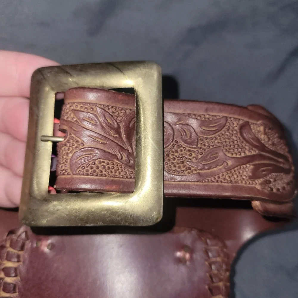 Vintage Western Cowboy Brown Toy Cap Gun Holster Belt